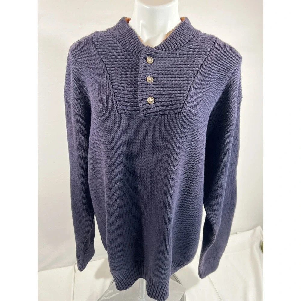 Banana Republic Men's XL Cotton 1/4 Button‎ Henley Pullover Sweater